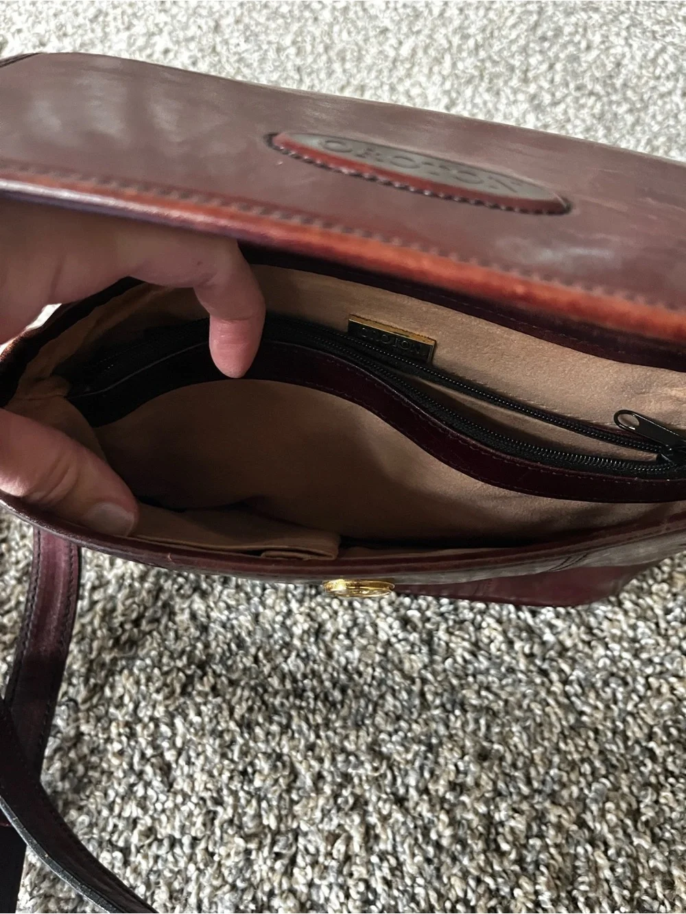 Oroton women’s Leather Crossbody Bag in Deep Burgundy